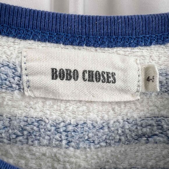 BOBO CHOSES Sweatshirt Striped Who's On First Brunch Cafe Graphic Kids Size 4-5 - Picture 5 of 5